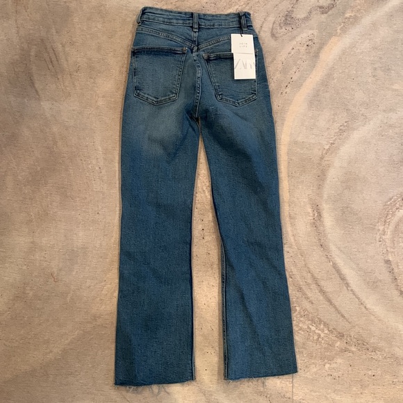 Zara Blue Cropped Flare Jean size 0 NWT - Picture 6 of 7